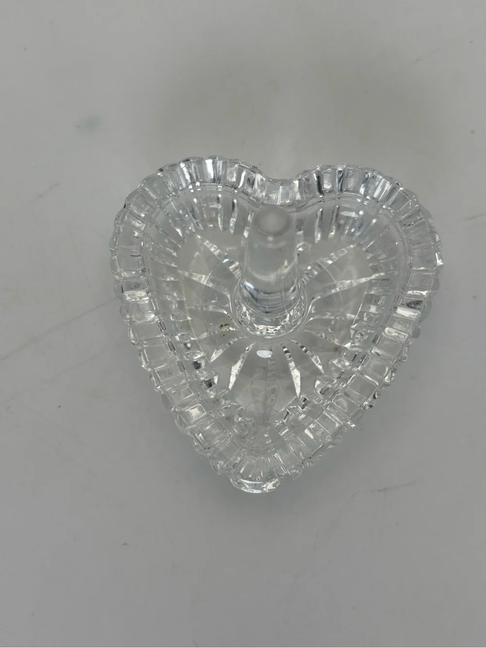 Small Vintage Clear Glass Heart Ring Holder
